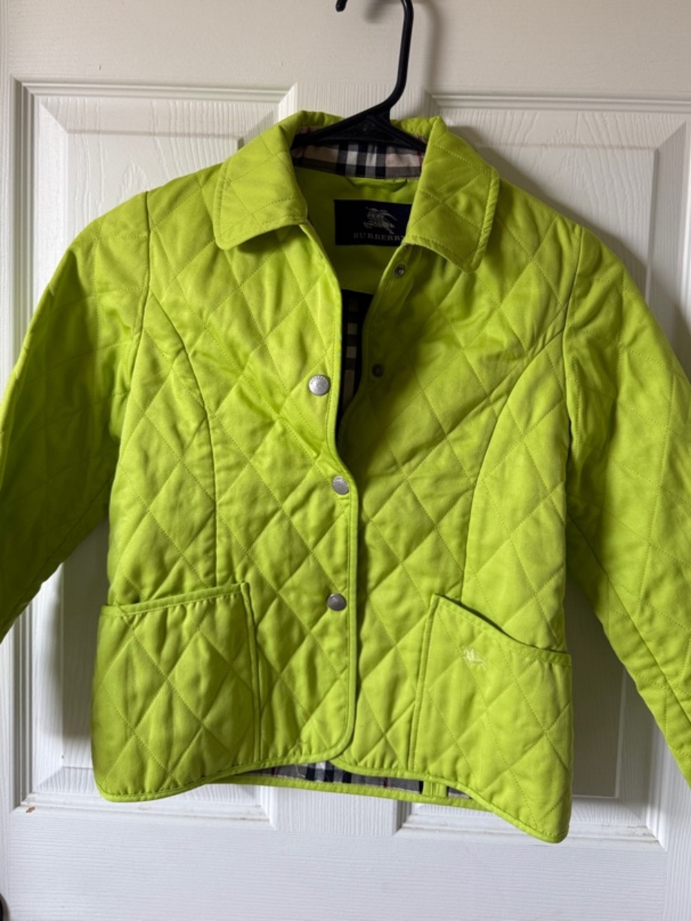 Burberry Neon Lime Quilted Snap-Front Jacket